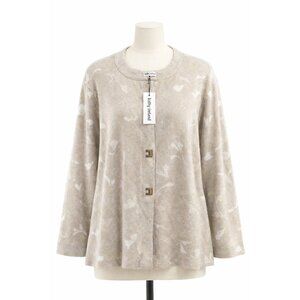 Kathy Ireland Metallic Knit Cardigan Sweater Beige Button Front Women 3X